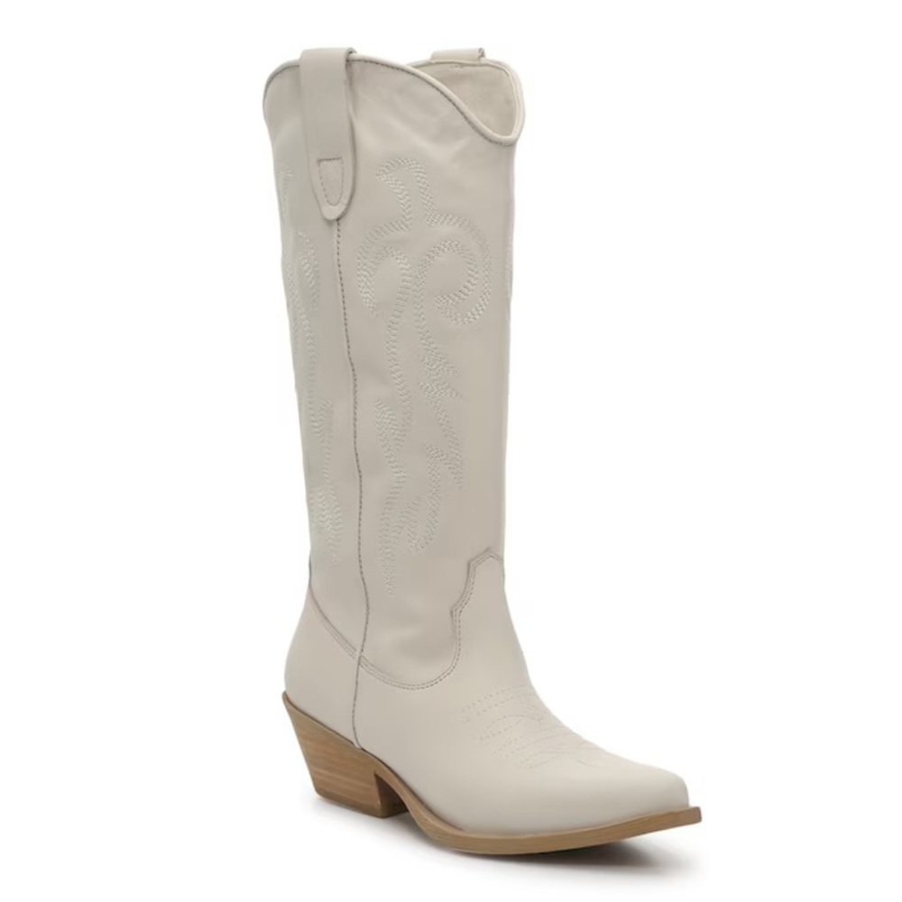 Steve Madden White Leather Western Boots
